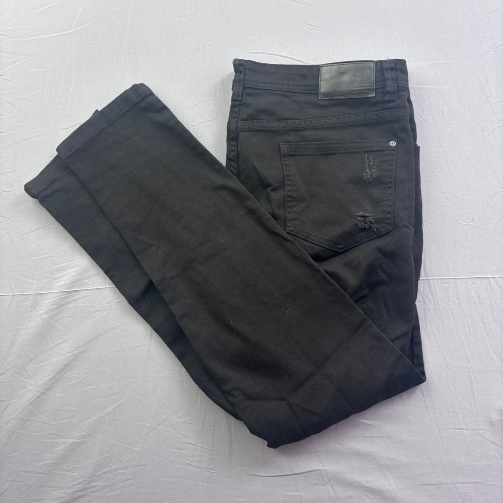 Hyper Denim Los‎ Angeles Mens Slim Fit Distressed Black Jeans Ankle Zip Size 40